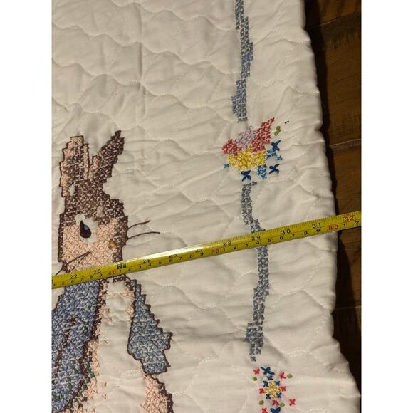 Vintage Beatrix Potter Peter Rabbit Baby Quilt Blanket Handmade Nursery 1990 - Picture 9 of 12
